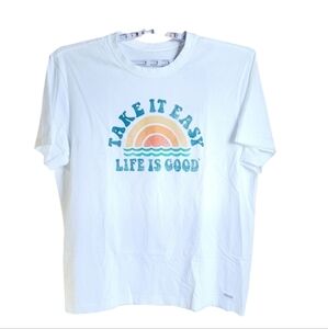 Life Is Good Cloud White Take It Easy Rainbow Short Sleeve T Shirt XL or L